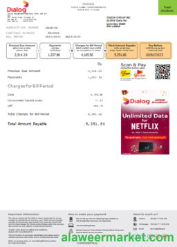 Dialog utility business bill,  page 1, SCR